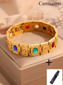 Camhanno 豪华新款不锈钢手链（带调节器），独特设计，适合各种高端场合、节日庆典和派对礼物。 - 金色 - 查看 8