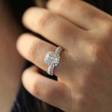 2Pcs/Set Elegant Women's Fashion Zirconia Wedding Ring Set Romantic Bride Engagement Wedding Band Anniversary Christmas Gift Banquet Birthday Gift Party Ring Size 5-11# - Bạc - Xem 4