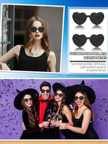 1pc/12pcs Heart Shaped Party Glasses, Black Fashionable Frameless Heart , Fun Party Favors, Suitable For Bachelorette Party, Bridal Party, Wedding, Bride Tribe Gift, Fashion Accessory, Halloween Trick Or Treat, Party Favors, Pool And Beach Party, Summer Party, Merry Christmas, Happy New Year (Slightly Scratched During Shipping, Does Not Affect Use)