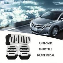 1 Set Of 3 Pieces Aluminum Alloy Anti-Skid Car Pedals - Ergonomic Design, Durable And Lightweight, Suitable For Throne, Brakes & Manual Transmission - Suitable For Most Vehicles, Interior Upgrade, Stylish Metal Surface, High-Quality Construction, Universal Anti-Skid Car Pedals, Accelerator Brake Clutch Pedal Cover, Exclusive 3 Pieces Set - Silver - View 8