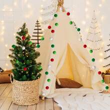 2 pièces Guirlande de boules Pom Pom de 2 mètres, Guirlande de Noël rouge, Décoration de sapin de Noël, Guirlande de boules de feutre de Noël pour la décoration de la maison, la classe, la cheminée, le mur, la fête, l'anniversaire. Décoration de Noël pour la maison, vert et blanc.