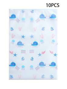 1/10PCS Whale Print Travel Storage Bag, Transparent PVC Clothes Sorting Bag, Waterproof Zipper Underwear Packing Bag,Transparent Sealed Underwear Organizer, Travel Luggage Packing Pouch