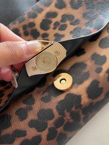 Leopard Print Envelope Bag, Vintage Style Niche Design Fashion Handbag For Women - Brown - View 10