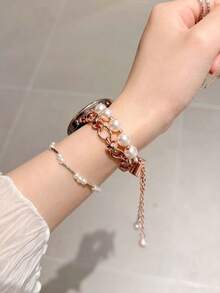 Premium Pearl Chain Strap Suitable For Galaxy Watch 7/6/5/4 Strap 40 Mm 44mm 47mm 46mm 41mm,Galaxy Watch 5 Pro 45mm,Galaxy Active 2,Galaxy The Watch 3,18/20/22mm, Compatible With HW Watch 5/4/3/2/1 And GT5/4/3/2, As Well As HW Watch Fit3/Fit4 And HW Band 8/9/10NFC