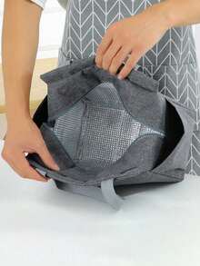 A Thermal Lunch Bag With Four Cups Of Black Coffee And A Heart, Leopard Print Pattern Printed On It,Insulated Bag With The "Lut Furst Caffee" Pattern Paired With A Black Cutlery Storage Bag