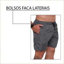Bolso  Cordão  Nó    Short Praia Masculino Bermuda Tactel Verão Academia Praia Casual Tendencias - Azul petróleo - Visão 6