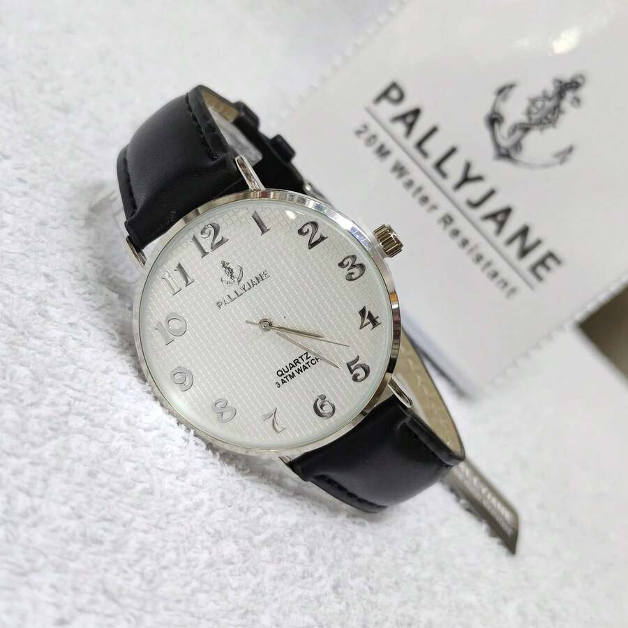 Pallyjane Men's Leather Watch With Black Strap - 銀色 - 查看 1