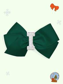 1pc 5-Inch 26pcs A-Z Pearl Letter Personalized Hair Clip For Girls, Ponytail Holder, Suitable For Holiday Party, School Graduation, First Day Of School, Classroom - Dark Green - View 27