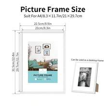 1/3pcs, 30x40cm/A4/A3 Wooden Photo Frame, White Solid Wood Frame, Memory Collage Frame, Simple White, Wooden Texture, Home Wall Decor Frame, Art Work Display Frame, Poster Frame, Classic Frame - White - View 9