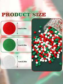 300 piezas - Pompones de Navidad en rojo, verde y blanco, bolas esponjosas pequeñas para manualidades y decoraciones de fiesta, materiales de decoración navideña DIY, suministros para manualidades, regalos navideños adecuados para árboles de Navidad, decoraciones de tarjetas de felicitación, relleno de jarrones (tres colores)