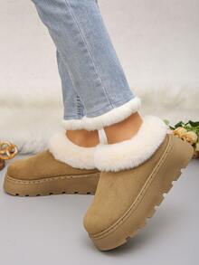 1 Pair Thick Sole Thermal Lined Warm Snow Boots For Teens, Suitable For Indoor And Outdoor Wear, Anti-Slip, Casual, Autumn/Winter