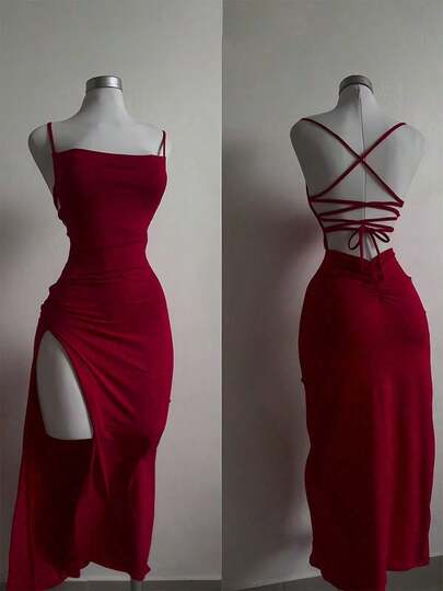 Mujeres Nueva Alta Sensibilidad Halter Spice Girls Vestidos sin espalda Vestidos a la cadera