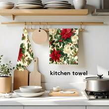 1 zestaw/2 szt./100 szt. Ręczniki kuchenne i ściereczki kuchenne z nadrukiem w kolorze Wintergreen, odpowiednie do dekoracji wnętrz w restauracjach, kuchniach, łazienkach, jako dekoracja imprezowa, prezent na festiwal, a także jako prezent świąteczny