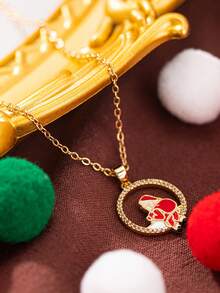 1pc Fashionable, Versatile & Elegant Christmas Element Design Necklace Jewelry, Suitable For Holiday Parties, Banquets, Can Be A Surprise Christmas Gift For Family, Friends, Mother, Wife, Lover