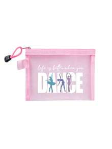 Mesh Cosmetic Bag With Dance Theme Pattern,Red Air Cushion Storage Portable Storage Bag,With The Letters "Dance" And Creative Patterns Of Dancing Girls,Makeup Bag, Skincare Bag, Travel Essentials, Dormitory Supplies, Gift For Women,Gift For Dance,Wedding Bride Gifts, Mother Gifts, Birthday Gifts,Dancers, Girls, Women Storage Bag, Gifts For Friends And Dance Teacher, Bathroom Storage,Lip Oil And Cosmetics Storage Bag.