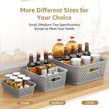 Fast Logistics MaxGear Organization And Storage 3 Packs Plastic Bins Organizer Bins Woven Baskets For Storage Plastic Baskets With Handles Grey Basket For Organizing Basket Organizer For Home And Office SmallFast Logistics