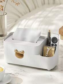 1 pieza Caja de pañuelos de plástico creativa, caja de almacenamiento multifuncional para escritorio para la sala de estar, mesa de café, comedor, soporte para control remoto - Multicolor - Ver 12