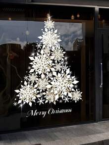 1PC Christmas Window Stickers, Snowflakes And Christmas Tree Design, Double-Sided Visible Glass Decals, Classic Holiday Decorations, Electrostatic Adsorption, Reusable, Suitable For Home, Bathroom, Party, Store Decoration Wall Stickers Room Decor Wall Sticker Wall Decor Home Decor Christmas Decorations Christmas Decorations Home - Multicolor - View 4