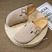 2025 Autumn Men's Casual Solid Color Slip-On Mules & Men's PU Leather, Anti-Slip Rubber Sole Durable Sandals & For Wide Feet, Order One Size Up Or Wide Version