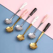 Cute Ceramic Coffee Spoon With Sakura & Rose Flower Design, Sweet Dessert Short Handle Stirring Spoon
