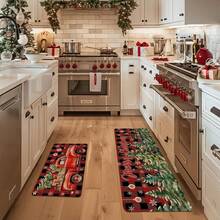 1/2/3 Pcs Thickened 0.47 Inch/1.2 Cm Christmas Doormat Set, Christmas Kitchen Mat With Christmas Tree And Red Christmas Truck Pattern, Absorbent Non-Slip Kitchen Floor Mat, Hallway Runner, Bedroom Bedside Rug, Home Decor, Christmas Decoration - Multicolor - View 12
