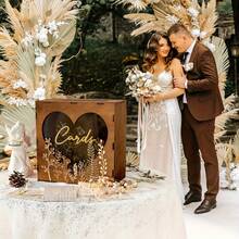 1set Wedding Card Box For Party, Wooden Wedding Card Boxes For Reception, Rustic Wedding Box For Cards And Money, Envelope Money Box Gift Card Box For Wedding Decor Graduation Shower Birthday