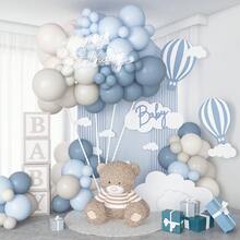 121件蓝色气球拱门套装，灰蓝色和象牙色气球拱门套装，浅蓝色和奶油色气球，适用于婴儿性别揭晓派对、男孩/女孩派对、儿童生日、订婚、婚礼、新娘送礼会、派对装饰 - 彩色 - 查看 5