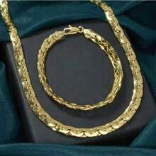 Chunky Jewelry 18k Gold Plated Copper Hiphop Link Chain Necklace Bracelet Jewelry Set For Women