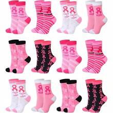 Breast Cancer Awareness Socks Bulk Soft Pink Ribbon Breast Cancer Gifts Women Sport Cheer Accessories - 12 - 查看 1