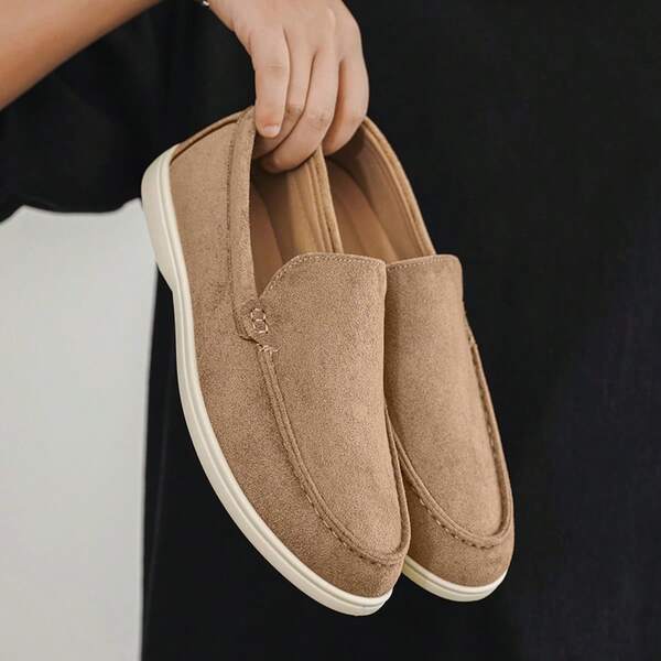 Mocasines sin cordones para hombres - Zapatos casuales minimalistas para todas las estaciones con parte superior de tela transpirable y suela de PU duradera, diseño de punta redonda baja para uso al aire libre, uso diario y estilo callejero, calzado para exteriores, slips versátiles, forro cómodo