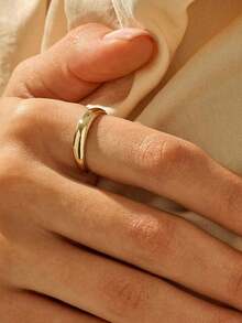 1 chiếc nhẫn bạc 925 họa tiết hoa màu hồng tối giản, món quà trang sức thanh lịch dành cho phụ nữ và bé gái, thích hợp cho các buổi hẹn hò. - Vàng - Xem 3