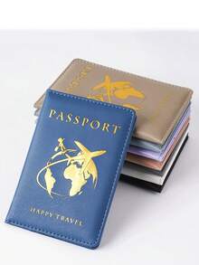 1pc Customized Initial And Name Personalized Passport Holder, Customized Gold Letter Rainbow Color Laser Leather Passport Cover, Customized Leather Passport Wallet, Unique Travel Set Gift For Lovers And Friends, Unisex Couple Passport Holder, Ticket Wallet, Multi-Function Letter Design