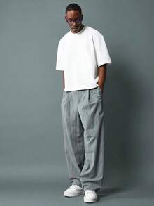 Oversized Boxy Cut Short Sleeve Jersey T Shirt Casual Crop Fit Streetwear Modern Minimalist All Season Essential Top-Comfortable Retro Cotton T-Shirt-K91 - 白色 - 查看 5