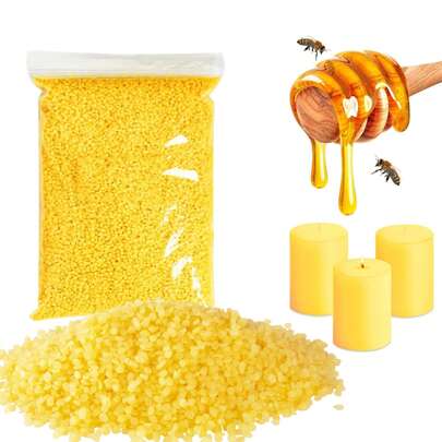 500/1000g Perlas de cera de abeja amarilla/blanca - Cera filtrada múltiples veces para hacer velas DIY - Adecuada para regalos y decoración del hogar, hecha a mano para el inicio de la temporada escolar, regalos navideños para hacer velas perfumadas