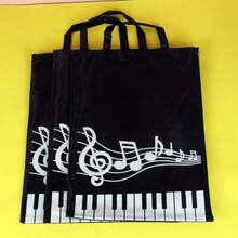 1pc Piano Themed Reusable Canvas Tote Bag, Travel/Weekend Bag, Casual & Fashionable, High Quality & Stylish Music Note Pattern, Ideal Gift For Music Lovers, Suitable For School, Shopping, Commuting, Business, Work And Daily Use, Holiday/Birthday/New Year Gift