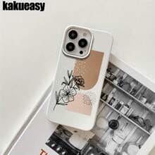 Fundas y carcasas protectoras con diseño de líneas negras y flores, con orificios grandes. Compatibles con phone 16 Pro Max, 16, 15 Pro, 14, 14 Plus/14 Pro Max, 13, 13 Pro, 12 Pro, 11/11 Pro. Regalos para cumpleaños y fiestas. - Negro - Ver 6