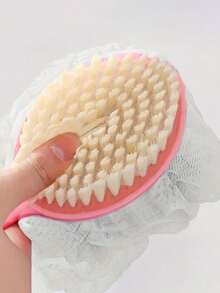 1 件，双面泥搓长柄软毛沐浴刷，背部搓揉、按摩和去角质二合一擦洗沐浴刷 - 彩色 - 查看 3