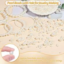 1 Set Fashion Faux Pearl Jewelry Making Kit, 5 Sizes ABS Round Faux Pearl Beads With Holes For Bracelet, Necklace, DIY Crafts, Wedding, Home Decor, Elegant Party Gifts