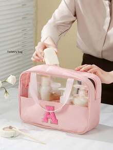 1 túi đựng đồ vệ sinh cá nhân đa năng bằng PVC, túi đựng mỹ phẩm PVC trong suốt, túi trang điểm dung tích lớn, túi trang điểm tự thiết kế chữ cái, túi đựng đồ du lịch chống thấm nước, túi đựng mỹ phẩm du lịch tối giản với nhãn dán chữ cái, thích hợp đựng mỹ phẩm, nước hoa, đi biển, trường học, phòng tắm, lễ hội, Ngày của Mẹ, Giáng sinh, món quà tuyệt vời cho mẹ, gia đình, bạn bè, túi đựng đồ vệ sinh cá nhân du lịch unisex, túi trang điểm phòng tắm. - Nhiều màu - Xem 3