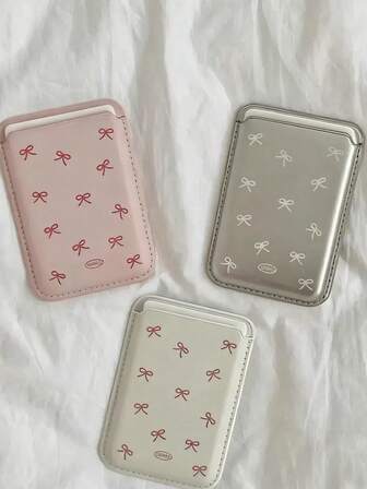 1 件韩国独立少女蝴蝶结皮革磁性无线充电 Magsafe 卡夹手机壳适用于 17/16 Pro Max/15 Pro、Apple 14/13/12/11