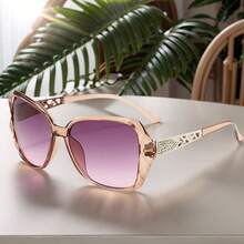 1 Pair Women's Rhinestone Embellished Edgy Frame Fashion Glasses