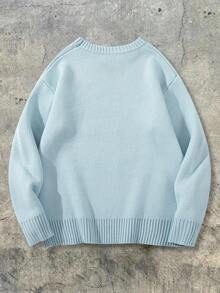 Áo len nam Andreilee dáng rộng, chất liệu nhẹ, cổ tròn, in họa tiết, thích hợp cho mùa xuân, thu và đông. - Màu xanh lam - Xem 5