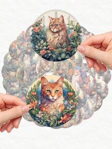 50 pegatinas de gatitos de dibujos animados, no repetitivas, autoadhesivas, para botellas de agua, suministros de oficina, escritorios de computadora, estanterías, cuadernos, bicicletas, patinetas, guitarras, decoración. Uso único, perfectas para regalos a amigos y suministros para fiestas. - Multicolor - Ver 5