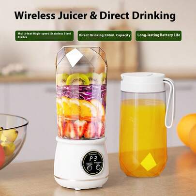 USB Rechargeable Portable Blender And Juicer - Easy To Clean, Ideal For Smoothies, Milkshakes And Fresh Fruit Drinks. With Digital Display, Multi-Mode, Stainless Steel Blades - Perfect For Home, Office, Travel, Mini Smoothie Blender, Keeps Ice For 5 Hours, Baby Food Blender