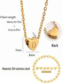 1 chiếc dây chuyền hình trái tim tối giản cổ điển bằng thép không gỉ, mặt chữ A-Z, màu vàng, phù hợp cho nữ giới đeo hàng ngày, dây chuyền cá nhân hóa, vòng cổ ôm sát cổ, quà tặng trang sức cho Ngày Valentine, Kỷ niệm, Đính hôn, Đám cưới, Ngày của Mẹ. - Vàng - Xem 7