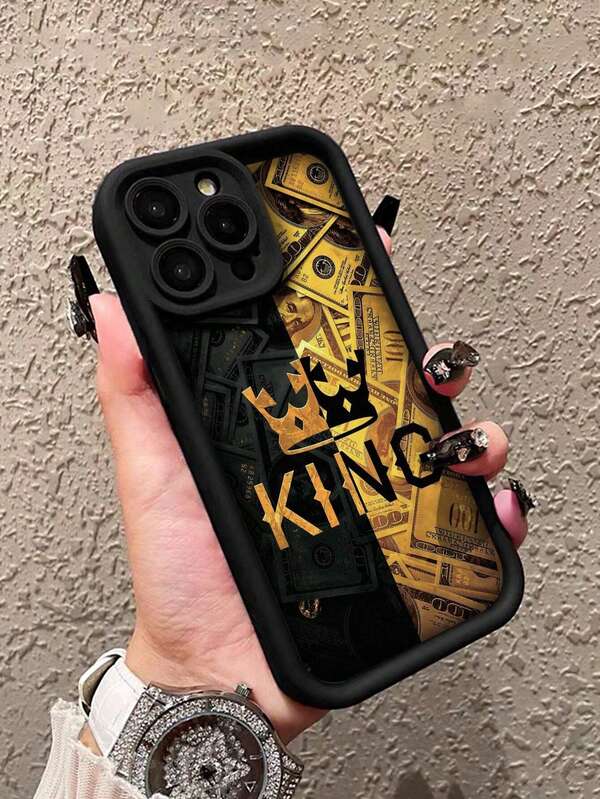 1pc TPU Crown Dollar Wrapped Camera Anti-Drop Phone Case, Minimalist Design Compatible With IPhone X, XR, XS Max, 11, 12, 13, 13 Pro, 13 Pro Max, 14 Pro Max, 15, 15 Pro, 15 Plus, 15 Pro Max, 16, 16 Pro, 16 Plus, 16 Pro Max, IPhone 17, IPhone 17 Air, IPhone 17 Pro, IPhone 17 Pro Max, Series