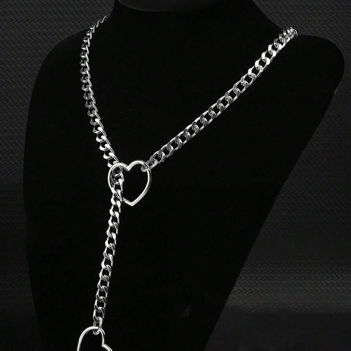 1pc Hollow Heart Chain Necklace, Fashion Sexy Couples Gift Suitable For Women Dating, Casual, Party Wear. Heart Chain, Choker, Necklace, Bondage, Props, Valentine's Day Gift