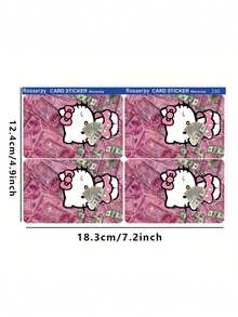 4 件粉色 Hello Kitty 信用卡贴纸，适用于 3.35 * 2.13 英寸带芯片的银行卡、DIY 贴纸、切割和冲压用品、公共交通卡自粘透明膜、学生证等。包括 Kuromi、Cinnamoroll 和 Pompompurin 设计，防水 PVC 贴纸非常适合借记卡/信用卡外壳。