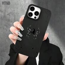 Fundas y protectores para teléfono con diseño de araña negra y orificios grandes. Compatibles con phone 16 Pro Max, 16, 15 Pro, 14, 14 Plus/14 Pro Max, 13, 13 Pro, 12 Pro, 11/11 Pro. Regalos para cumpleaños y festividades - Blanco - Ver 3