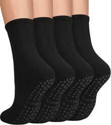 4 Pares de Calcetines de Yoga,calcetines antideslizantes para pilates,Ballet,Entrenamiento Descalzo,Baile,Fitness,Varios colores - Calcetines largos-Negro+Gris Oscuro+Gris+Blanco - Ver 8